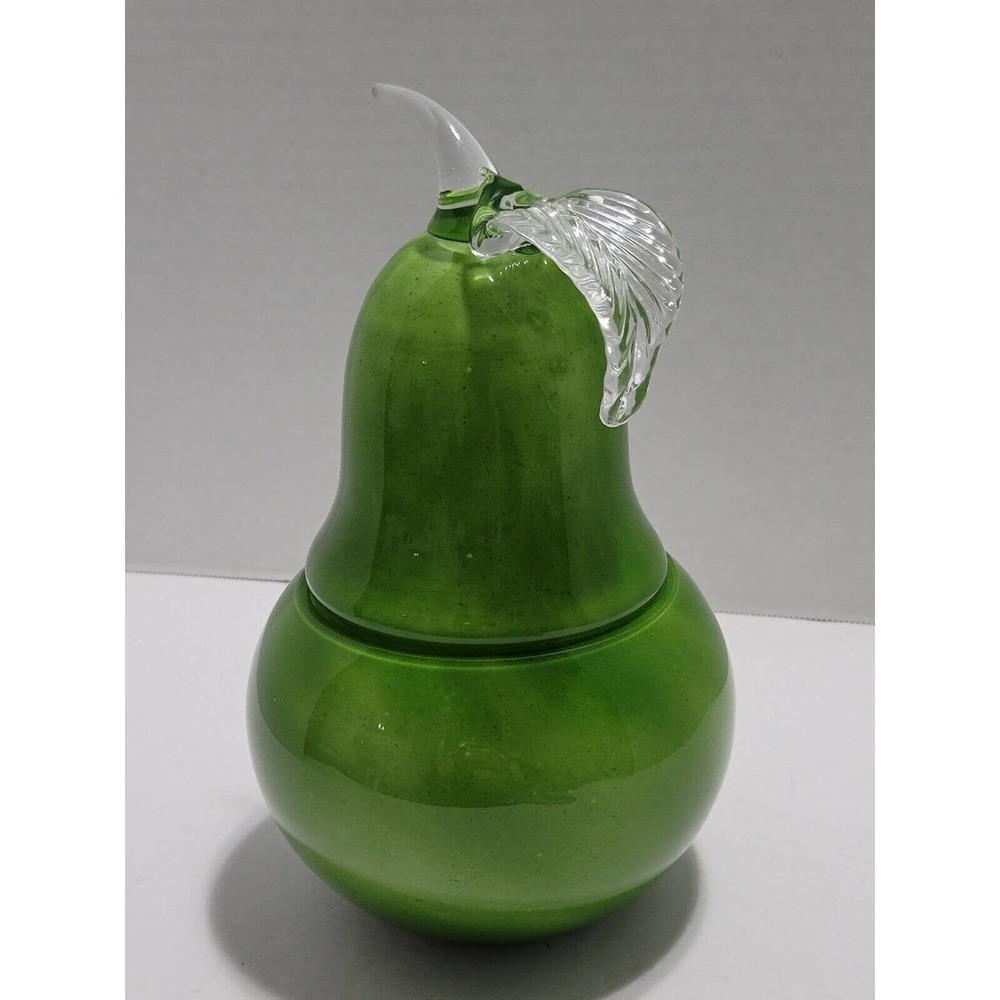 Hand Blown Art Glass Pear Fruit Jar Canister